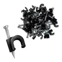 Fixa Cabo Preto 8mm Coaxial Rg6 Miguelão Parede 100 Und