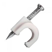 Fixa Fio/ Cabo Rg6 8Mm Branco Com Prego De Aco Pacote...