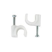 Fixa Fio EVUS RG6 8MM Branco com Prego ACO Pacote com 100 C-105