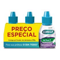 Fixador Prótese Pó Corega Fixação 12h 3un 22g Fixador Prótese Pó Corega Fixação 12h 3un 22g