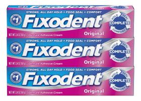 Fixodent 68 G Original - Adesivo Próteses Dentárias 3 Unid