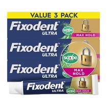Fixodent Ultra Max Fixador para Próteses com Sabor Scope - Kit com 3 Unidades