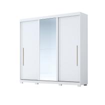 FL - Guarda Roupa 3 Portas de Correr com 1 Porta de Espelho Ravena Branco