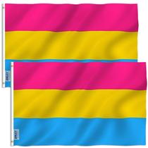 Flag Anley Pansexual Pride 90x150cm, poliéster, pacote com 2