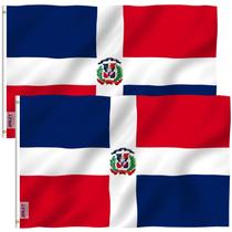 Flag Anley, República Dominicana, 90x150cm, poliéster, pacote com 2