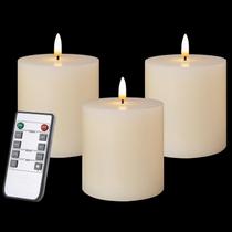 Flameless Candles oferece um conjunto de 3 LED cintilantes em marfim