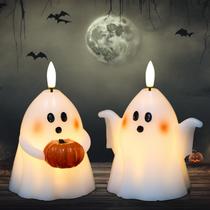 Flameless Candles Romance Halloween Ghost com temporizador, pacote com 2