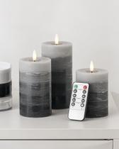 Flameless Candles Stmarry Distressed Gradient Grey, conjunto de 3 Flameless Candles Stmarry Distressed Gradient Grey, conjunto de 3