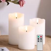 Flameless Pillar Candles Eywamage White LED Wax, conjunto de 3 Flameless Pillar Candles Eywamage White LED Wax, conjunto de 3