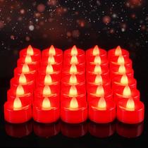 Flameless Tea Lights Amagic Red, 30 unidades, operadas por bateria Flameless Tea Lights Amagic Red, 30 unidades, operadas por bateria