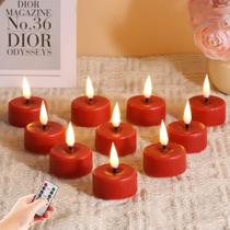 Flameless Wax Tealights Eywamage Red com conjunto remoto de 10