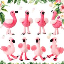 Flamingo de Pelúcia 15cm com Chaveiro - Kit com 8 Peças para Festa