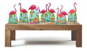 Flamingos Kit 6 Enfeites Decoração Festa Havaiana Totens