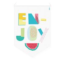 Flâmula Decorativa Enjoy Branco 32 cm x 24 cm Nylon