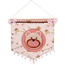 Flâmula Em Feltro Para Quarto De Bebê - Ursinho Com Rosa 24x23 cm