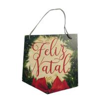 Flâmula Feliz Natal C/ Laço Placa Quadro Natalino