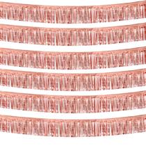 Flâmulas de ouropel metálico Fringe Garland, 10 pés, ouro rosa, x6 Flâmulas de ouropel metálico Fringe Garland, 10 pés, ouro rosa, x6