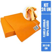 Flanela Laranja 30x40 Para Limpeza Geral - 24 Unidades