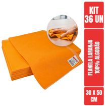 Flanela Laranja 30x50 Para Limpeza Geral - 36 Unidades