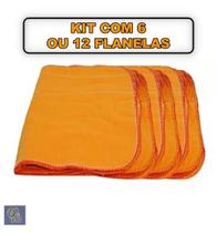 flanela laranja limpeza geral 28x38 kit com 6 ou 12 unidades