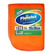Flanela Laranja Premium 28x28cm 24 Unidades 100% Algodão