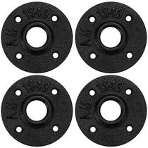 Flange de piso Home TZH, pacote com 4 tubos de ferro maleável de 1/2 polegada, preto Flange de piso Home TZH, pacote com 4 tubos de ferro maleável de 1/2 polegada, preto