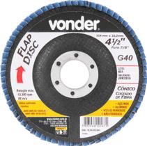 Flap disc 4.1/2" g40 costado fibra cônico para aço carbono e inox - Vonder
