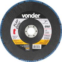 Flap disc 7" g60 costado fibra cônico para aço carbono e inox - Vonder