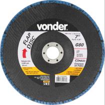 Flap disc 7" g80 costado fibra cônico para aço carbono e inox - Vonder