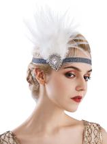 Flapper Headband SWEETV Faixa de cabelo de penas de strass da década de 1920