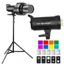 Flash Estúdio Godox Sk400ii Com Tripé + Kit Lente Projeção Gelatina E Efeito Janela Flash Estúdio Godox Sk400ii Com Tripé + Kit Lente Projeção Gelatina E Efeito Janela