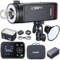 Flash GODOX AD200 Pro II com sincronização X3, potência de 200 W