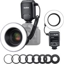 Flash macro Godox ML150 II com anel adaptador de 8 peças para câmeras DSLR Sony Canon Nikon Fuji Olympus Panasonic, insetos fotográficos, flores, retratos, fotografia odontológica e de alimentos
