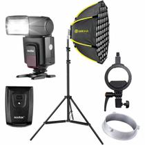 Flash Speedlite Universal Godox Octabox 45cm Grid Com Rádio Flash + Tripé Flash Speedlite Universal Godox Octabox 45cm Grid Com Rádio Flash + Tripé