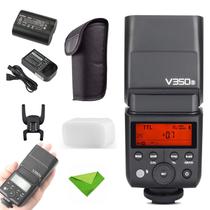 Flash TTL Godox V350S para Sony 2.4G GN36 1/8000s HSS 500 Potência total 0,1s-1,7s Reciclagem com bateria recarregável de 2.000 mAh Speedlite para Sony A7RIII A7RII A7R A58 A99 ILCE6000L A77II RX10 A9 etc (V350-S)
