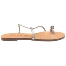 Flat couro tiras prata santa flor 10005908