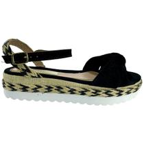 Flat Form Isabela Preta Com Regulagem de Fivela no Tornozelo 3cm - ULLY