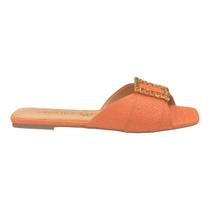 Flat laranja tecido pedraria santa flor 114367