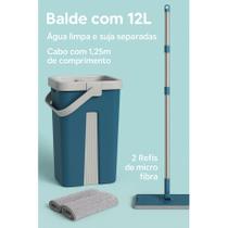 Flat Mop + 2 Refis Esfregão Com Balde Rodo Mágico Lava Seca Tira Pó Flat Mop + 2 Refis Esfregão Com Balde Rodo Mágico Lava Seca Tira Pó