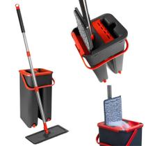 Flat Mop Rodo Magico Lava e Seca com Balde Refil Microfibra Cabo Inox Ajustavel para Limpeza Flat Mop Rodo Magico Lava e Seca com Balde Refil Microfibra Cabo Inox Ajustavel para Limpeza