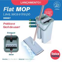 Flat Mop Tira Pó Esfregão Com Balde Lava E Seca Limpeza Dolce Home