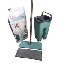 Flat Mop Tira Sujeira Cabelos Pelos Esfregão Vassoura Com Balde Lava Seca Limpa e Esfregao