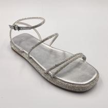 Flatform com tiras de Strass Prata Flatform com tiras de Strass Prata