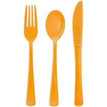 Flatware joy akkess, 150 unidades, conjunto de talheres descartáveis laranja