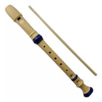 Flauta Doce Germânica Hertz C Doce Resina ABS Bege e ul