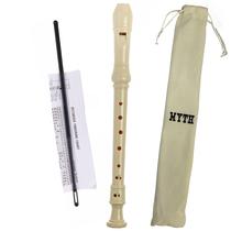 Flauta Doce Germânica Soprano Alemã com Bag Vareta De Limpeza Cor Creme