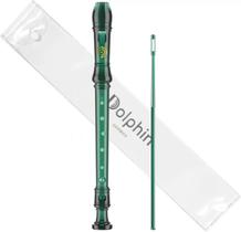 Flauta doce germânica soprano dó verde transparente dolphin