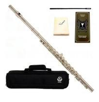 Flauta Eagle Fl03n Niquelada Transversal Em Dó + Case Luxo