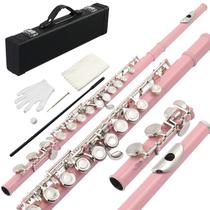 Flauta Ktaxon Dó 16 Teclas Fechadas Níquel Rosa