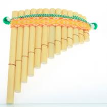 Flauta Pan Peruana Artesanal Sopro Bambu Encurvada